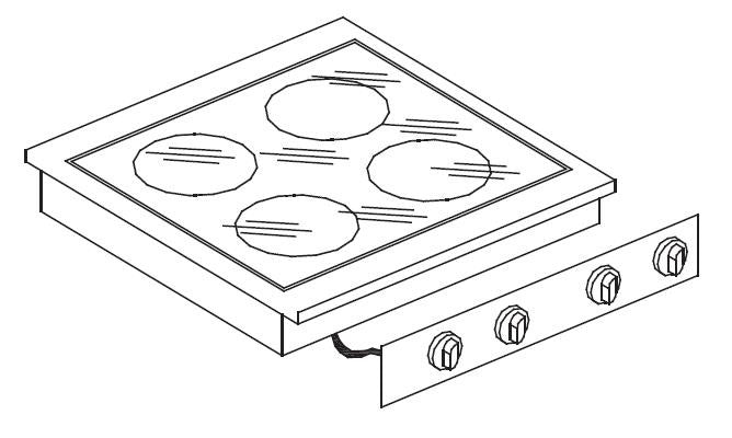 Cuisinière en céramique 4 zones 600x600x260 mm 2 kW Combisteel - Vitrine Chaude Drop-In professionnel CHR - matériel cuisine pro - Cuistéo