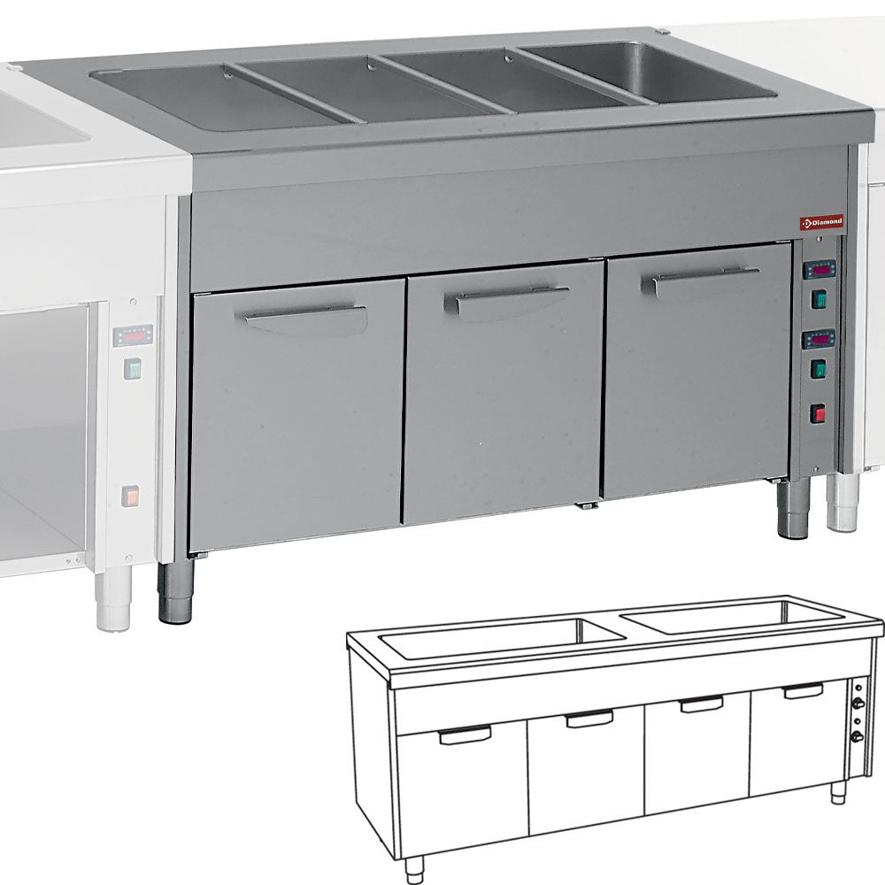 Elément bain marie sur armoire chauff. 2 x 3 GN1/1 - Diamond