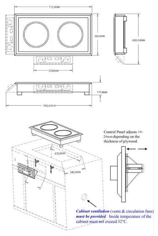 Drop-in cuisinière à induction 2 zones 712x382x115 mm 2 kW Combisteel - vue 2 - Plaque Chauffante Vitrocéramique et Induction pro CHR - Cuistéo