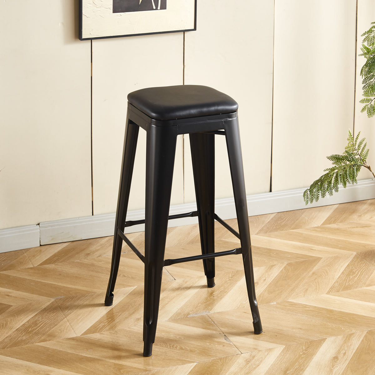 Tabouret TOIX Tapissé - Noir - Madrid Mobiliario