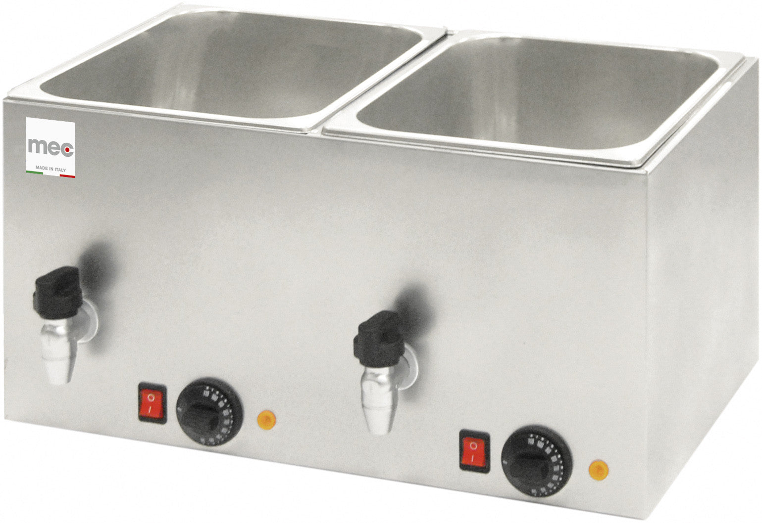 Cuiseur de saucisses - 2 cuves - 2000W - 560x350x290mm - Thermostat réglable - Mec