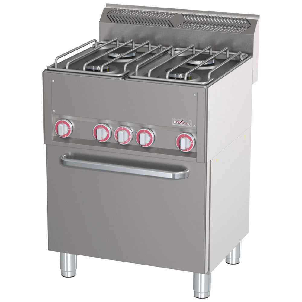 Fourneau 4 feux sur four à convection GN1/1 - Diverso