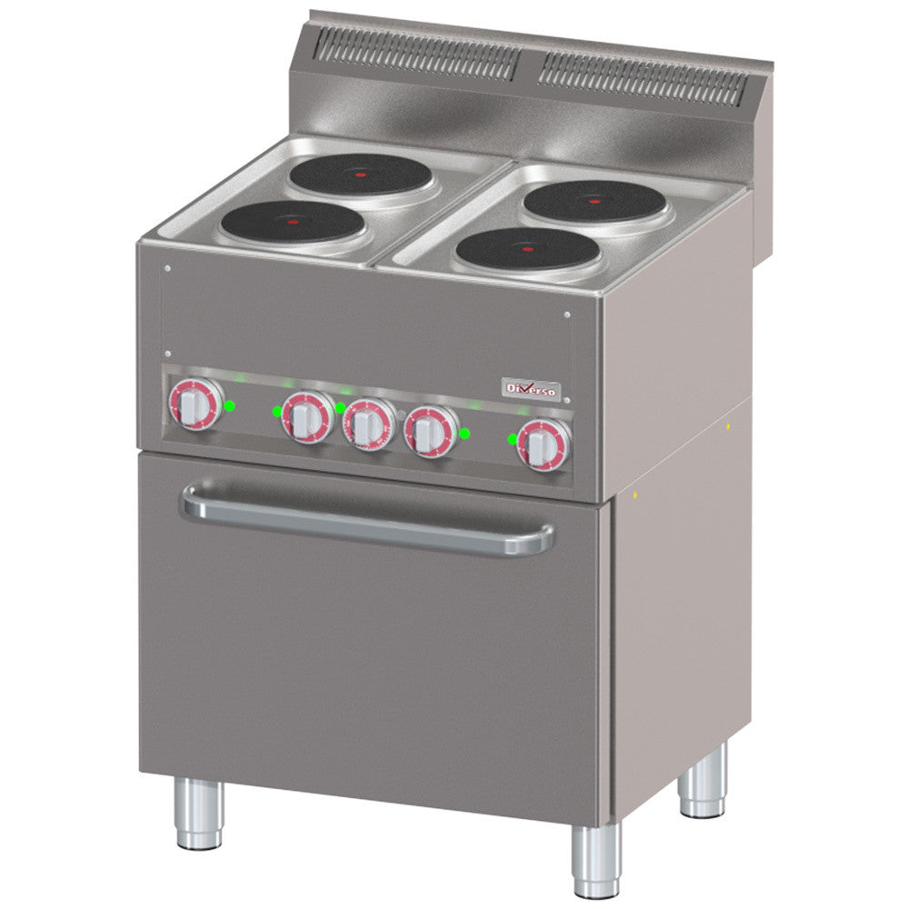 Fourneau 4 plaques électriques sur four à convection GN1/1 - Diverso