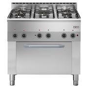 Fourneau 5 feux gaz, four à convection électrique 4x GN 1/1 - Diverso