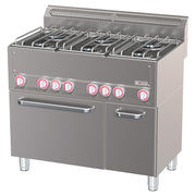 Fourneau 6 feux sur four à convection GN1/1 et armoire neutre - Diverso