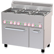 Fourneau 6 plaques électriques sur four à convection GN1/1 et armoire neutre - Diverso