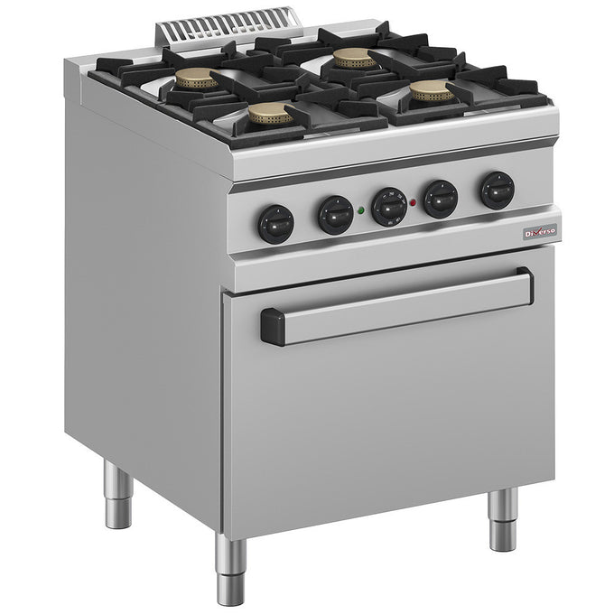 Fourneau gaz 4 feux, four électrique à convection GN 1/1 - Diverso