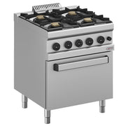 Fourneau gaz 4 feux vifs, sur four gaz GN 2/1 - Diverso