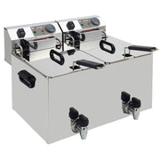 Friteuse de table électrique 2x 10 litres + robinet de vidange - Diverso