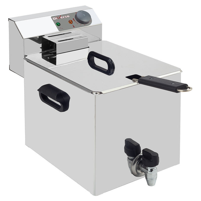 Friteuse de table électrique 8 litres + robinet de vidange - Diverso