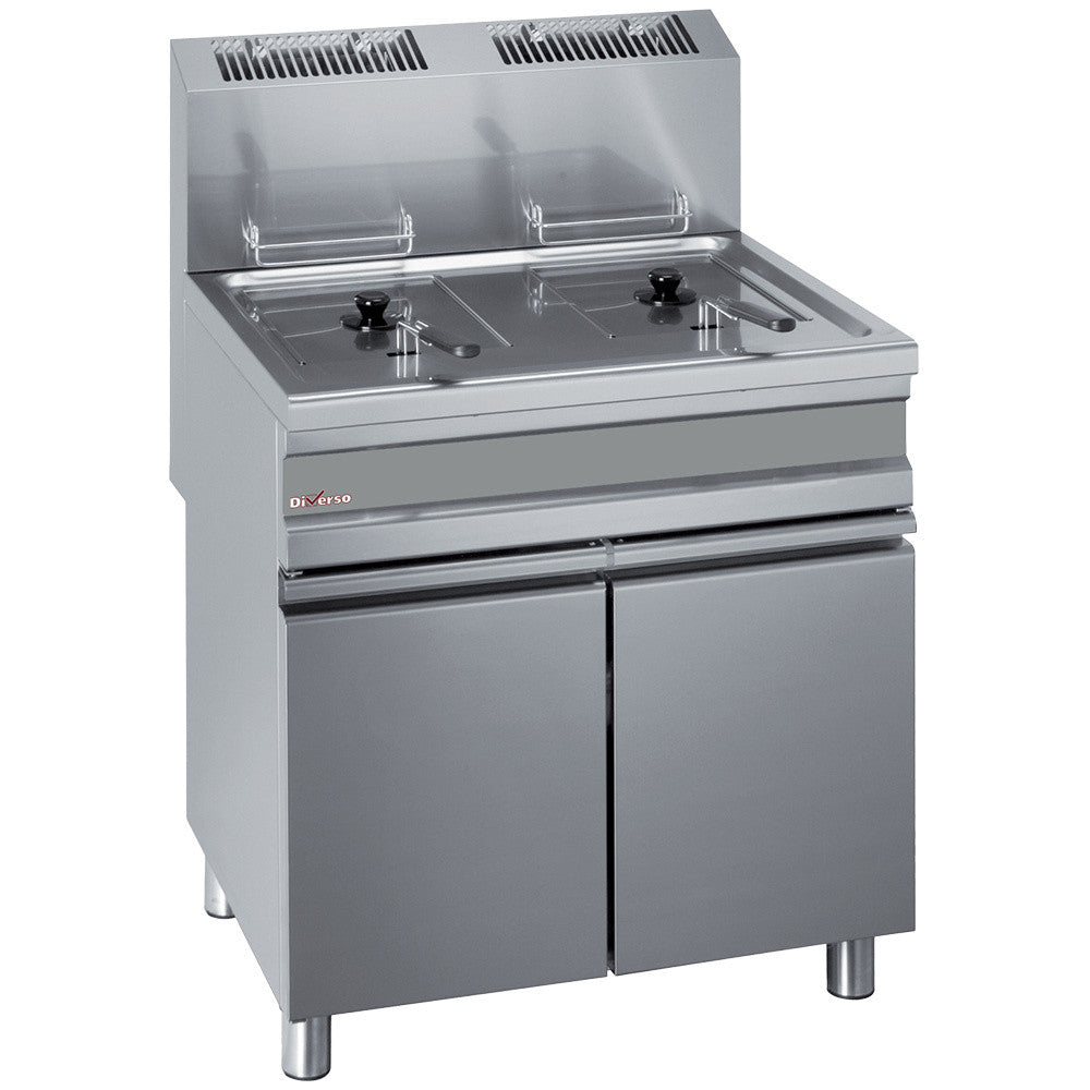 Friteuse gaz 2 cuves 15 litres sur armoire - Diverso