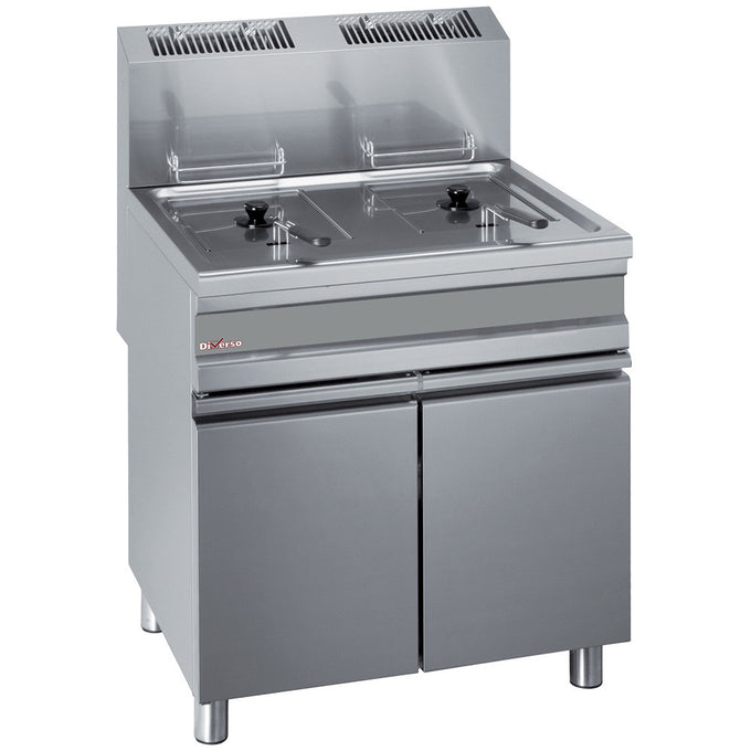 Friteuse gaz 2 cuves 15 litres sur armoire - Diverso