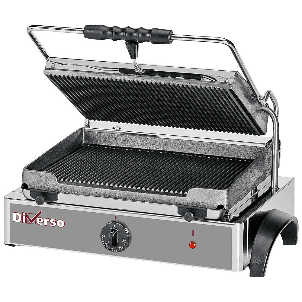 Grill panini électrique MEDIUM, plaques rainurées - Diverso