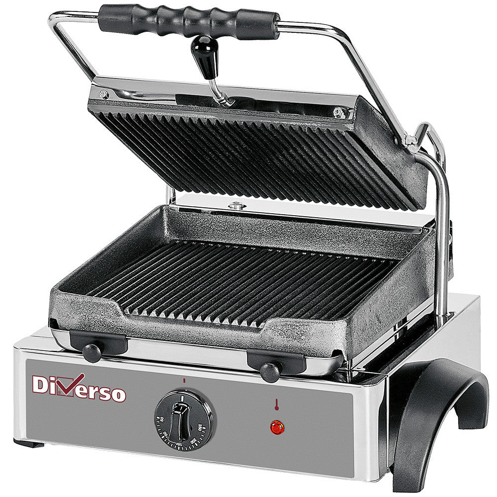 Grill panini électrique, plaques rainurées - Diverso