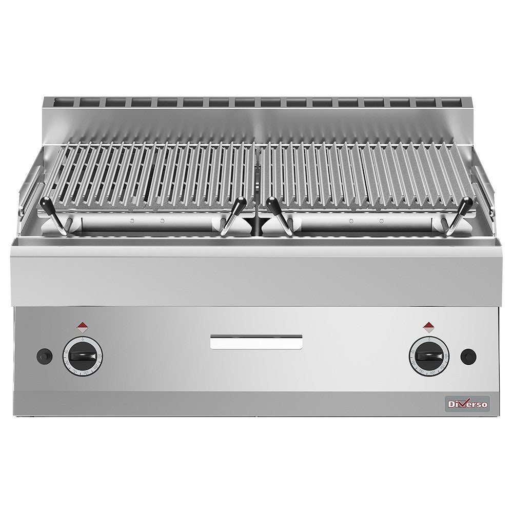 Grill pierre de lave, 1/1 module, grille en fonte "double face" - Diverso