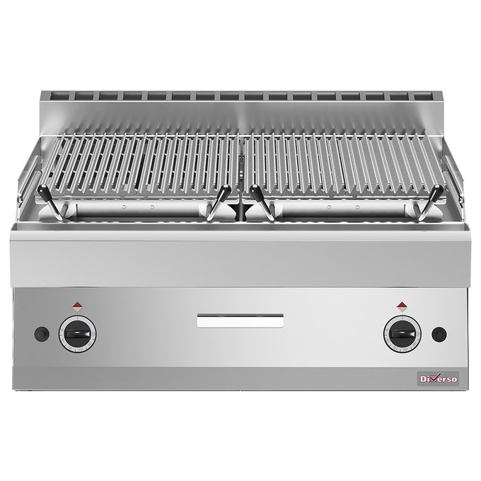 Grill pierre de lave, 1/1 module, grille en fonte "double face" - Diverso