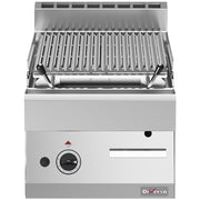 Grill pierre de lave, 1/2 module, grille en fonte "double face" - Diverso