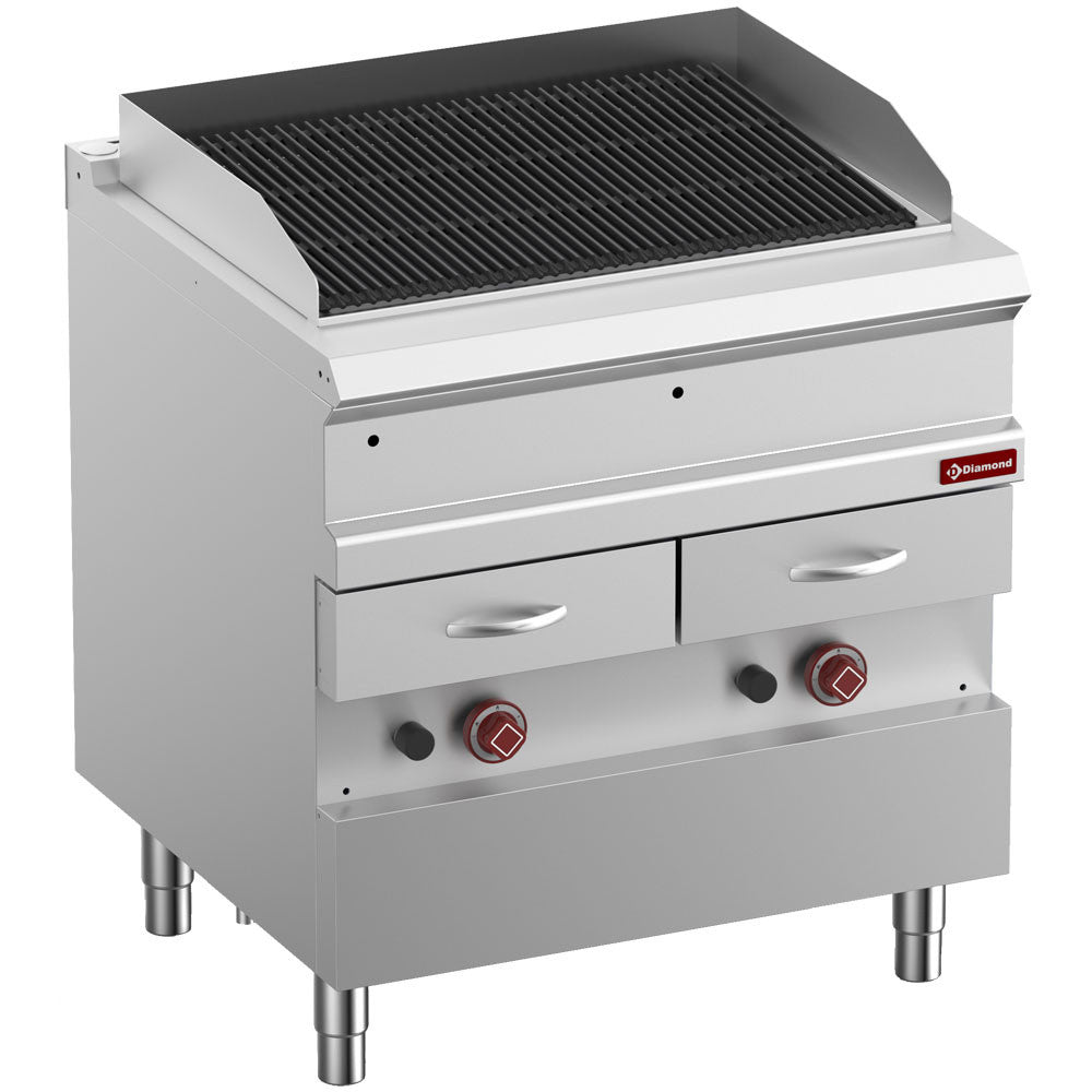 Grill Vapeur gas, grille en fonte "double face", module 1/1 - Diamond