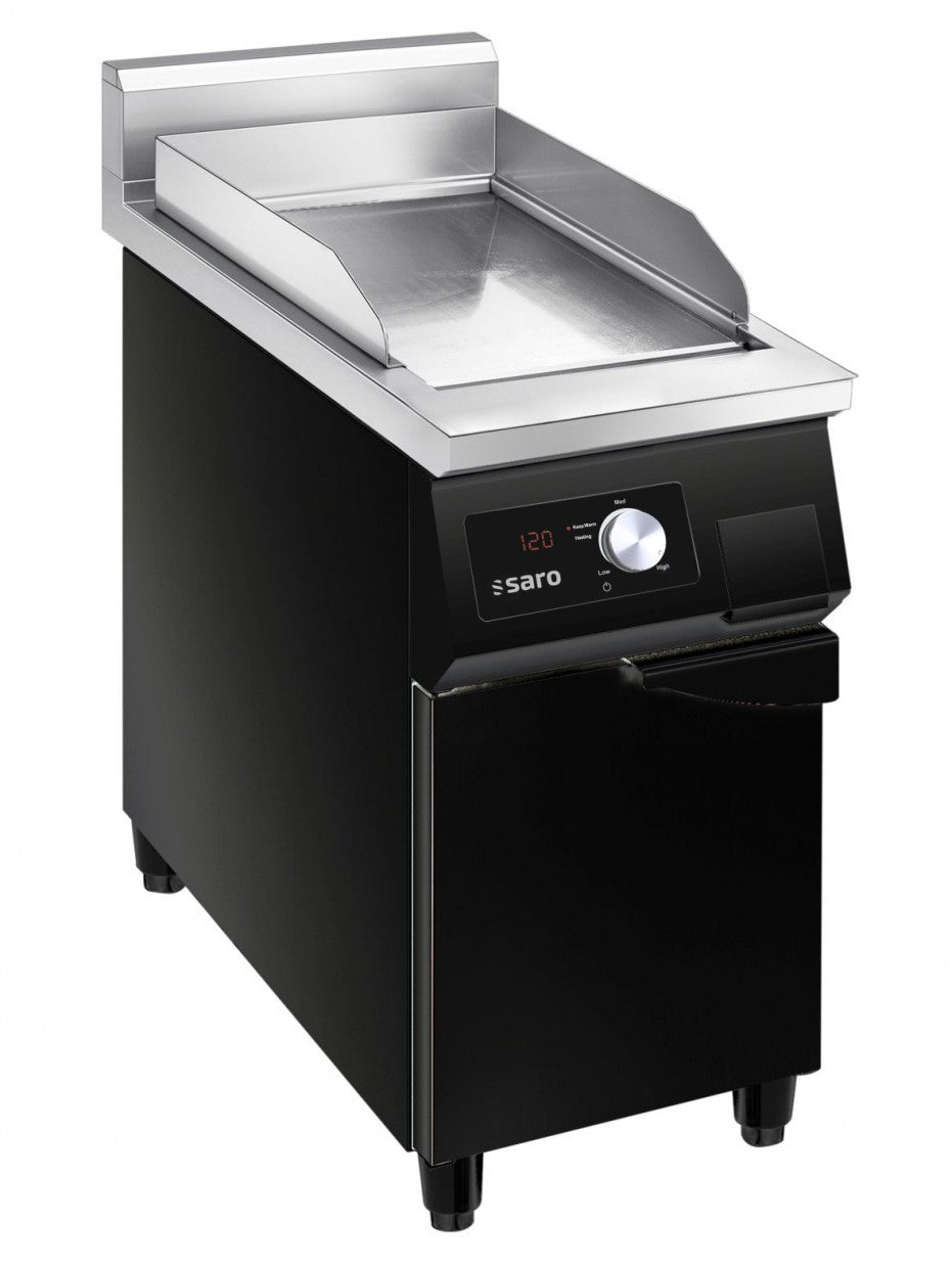 Plaque de cuisson à induction sur meuble bas noir avec porte - Saro