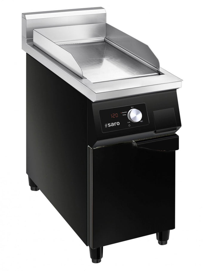 Plaque de cuisson à induction sur meuble bas noir avec porte - Saro