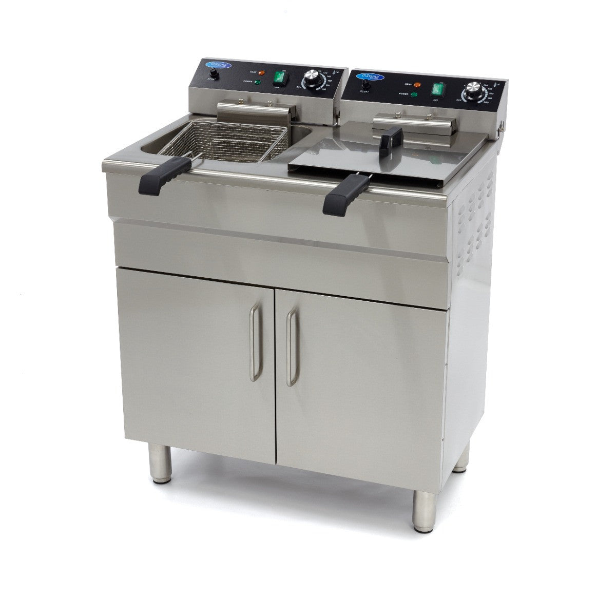 Friteuse 2 x 16L avec robinet de vidange et support - 230V 3000 W Maxima - Friteuse sur meuble électrique professionnel CHR - matériel cuisine pro - Cuistéo