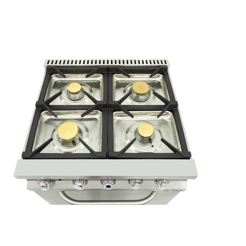 Fourneau à gaz - 4 foyers - 2x7,5 + 2x5,5 kW - Avec four GN2/1 - Arilex