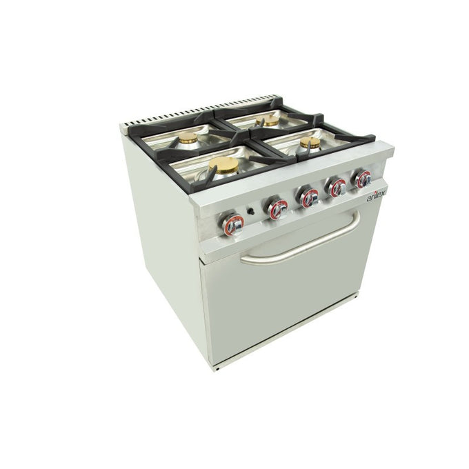 Fourneau à gaz - 6 feux - 3x7,5 + 3x5,5 kW - Avec four GN2/1 - Arilex