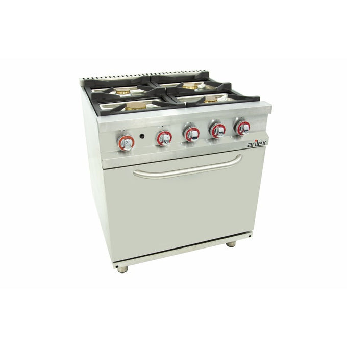 Fourneau à gaz - 6 feux - 3x7,5 + 3x5,5 kW - Avec four GN2/1 - Arilex