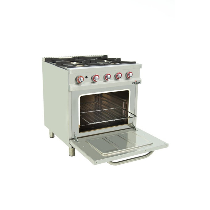 Fourneau à gaz - 6 feux - 3x7,5 + 3x5,5 kW - Avec four GN2/1 - Arilex