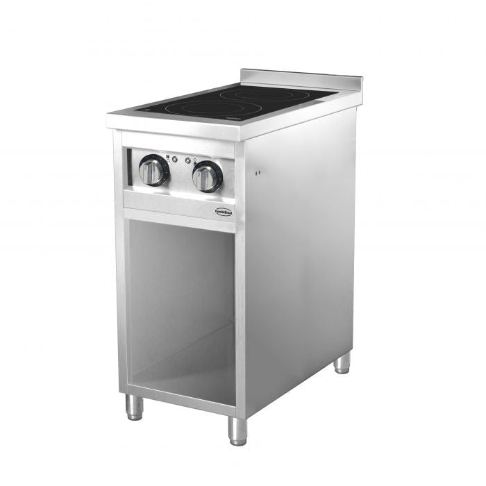 Cuisinière à induction 2 feux sur meuble inox 400x700 mm 7 kW Combisteel - vue 2 - Four mixte pro CHR - Cuistéo