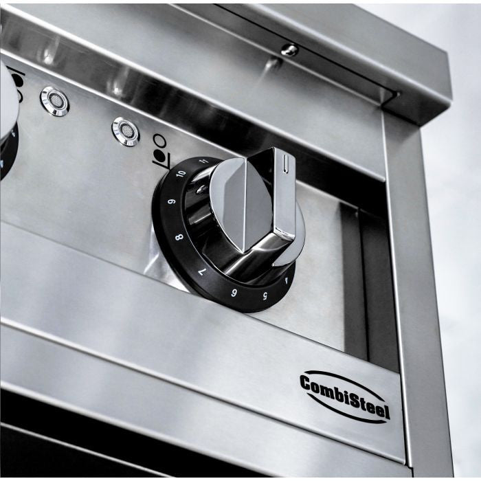 Cuisinière à induction 2 feux sur meuble inox 400x700 mm 7 kW Combisteel - vue 3 - Four mixte pro CHR - Cuistéo