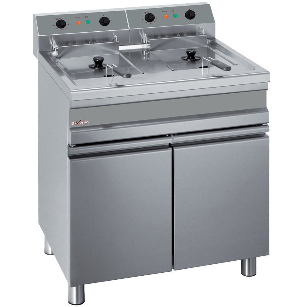Friteuse électrique 2 cuves de 14 litres sur armoire - Diverso
