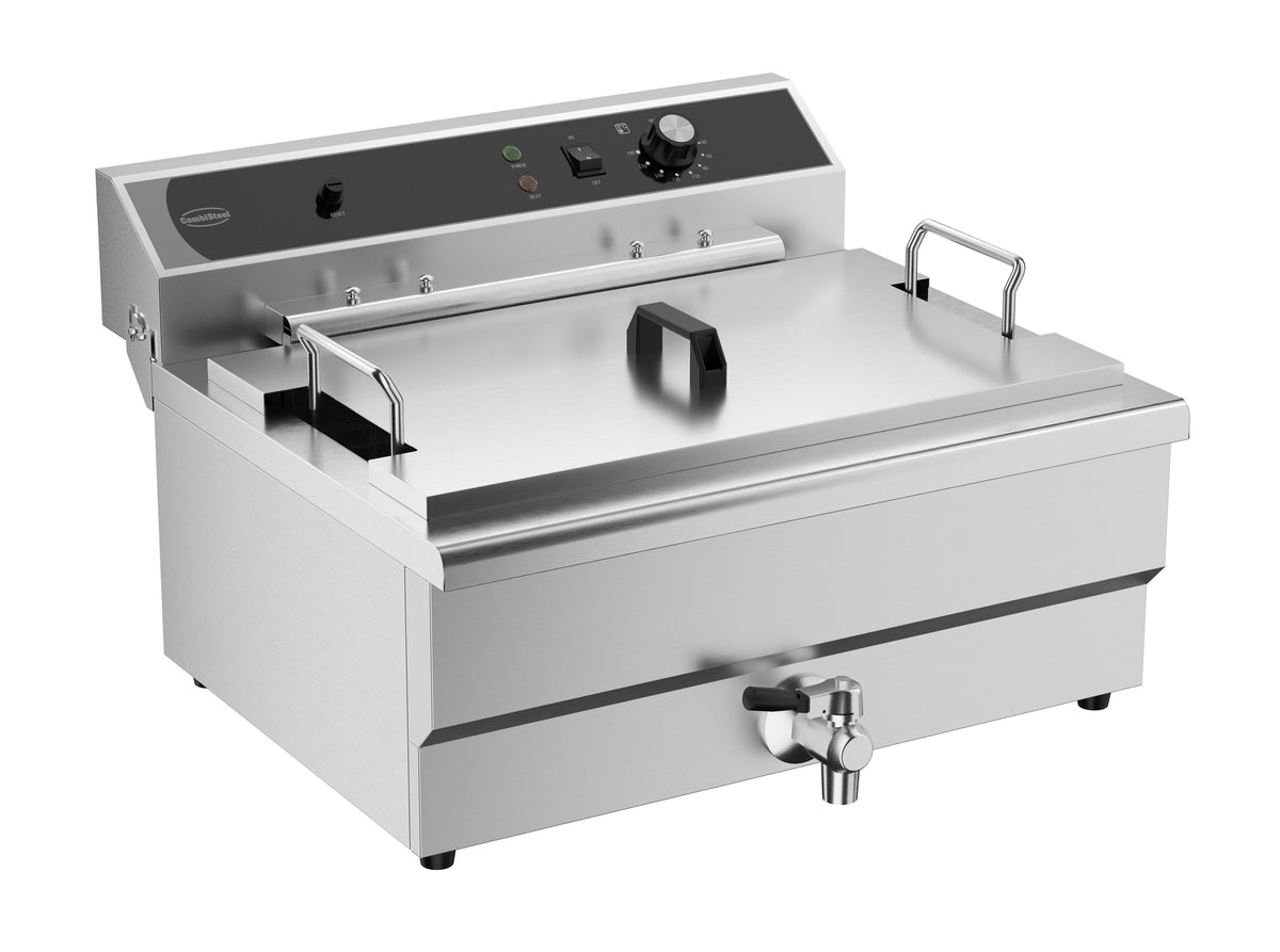 Friteuse électrique de table 25 litres avec robinet de vidange inox 590x570 mm Combisteel - vue 2 - Friteuse pro CHR - Cuistéo