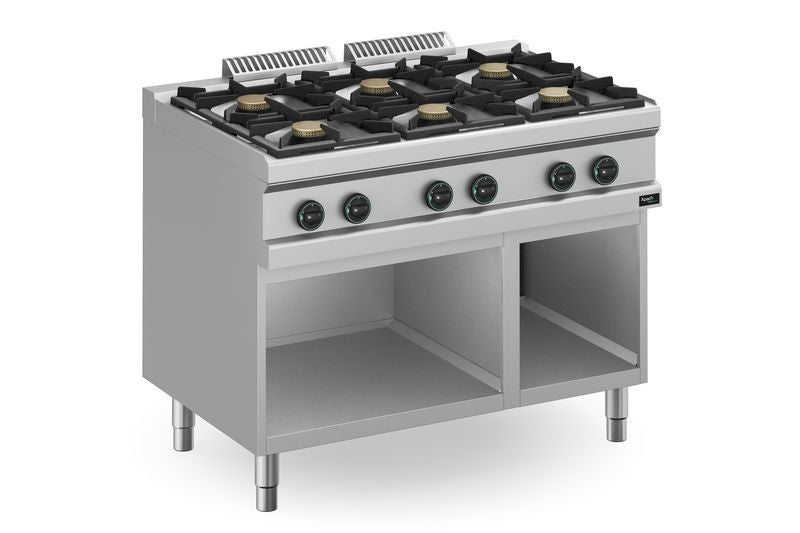 Fourneau gaz à brûleurs série 700 6 APRG-117P/PL - Apach Cook Line