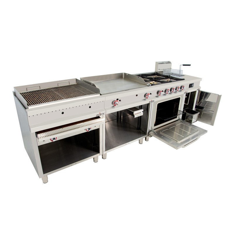 Plancha à gaz - 800x700x900h mm - Acier rectifié - Arilex