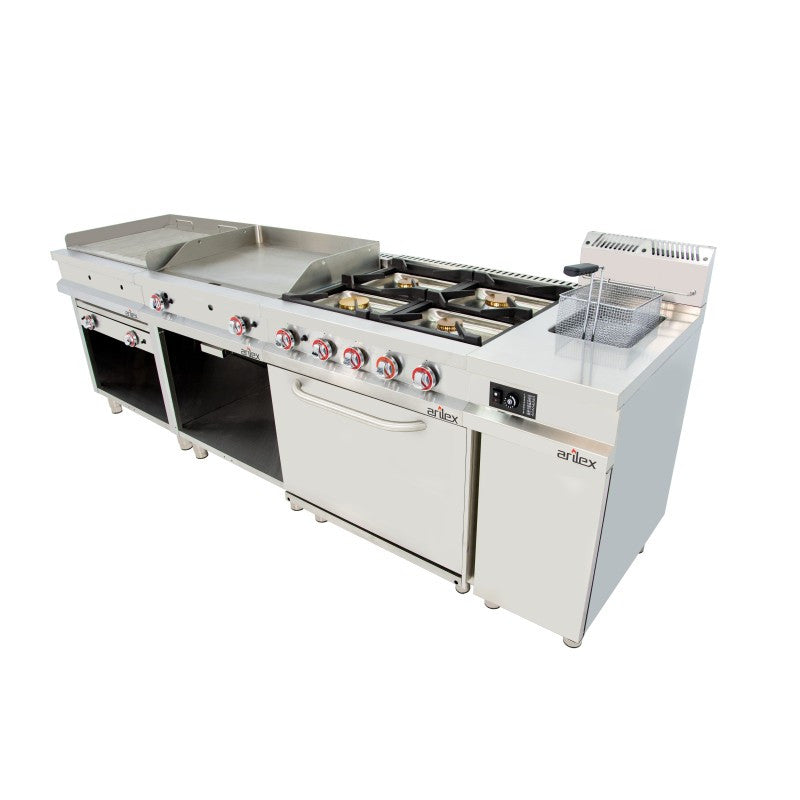Plancha à gaz - 800x700x900h mm - Acier rectifié - Arilex
