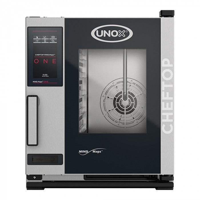 Four mixte professionnel 5 niveaux GN2/3, écran 7 pouces, cuisson vapeur et rôtisserie - Unox