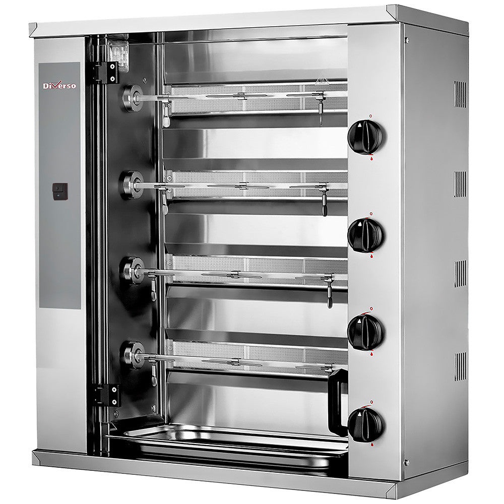 Rôtissoire à poulets gaz, 4 broches (12 poulets) SMALL - Diverso