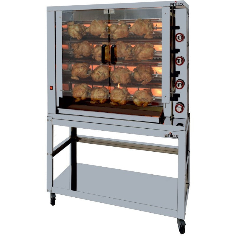 Rôtissoire à gaz - 4 broches - Professionnelle - Arilex