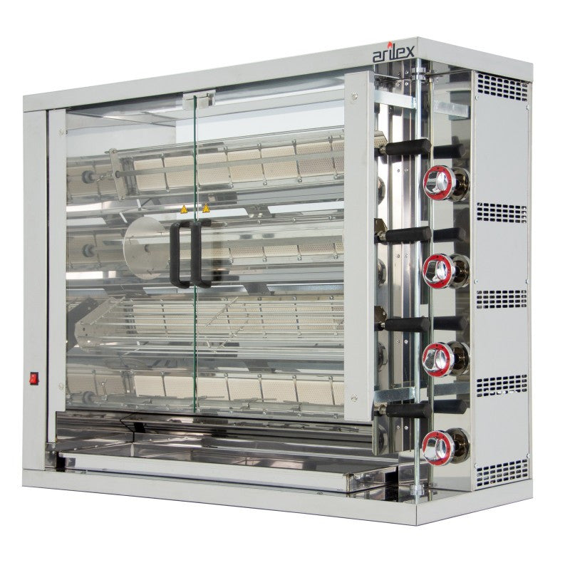 Rôtissoire à gaz - 4 broches - Professionnelle - Arilex