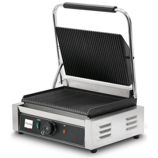 Grill Panini rainuré - 2.2kW - 425x300x200mm - Fonte nervurée - Mec