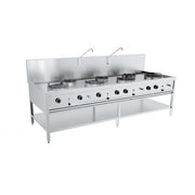 Table de wok à gaz 4x17 kw + 3x9kw - Combisteel