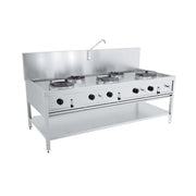 Table wok à gaz 3x17kw + 2x9kw - Combisteel