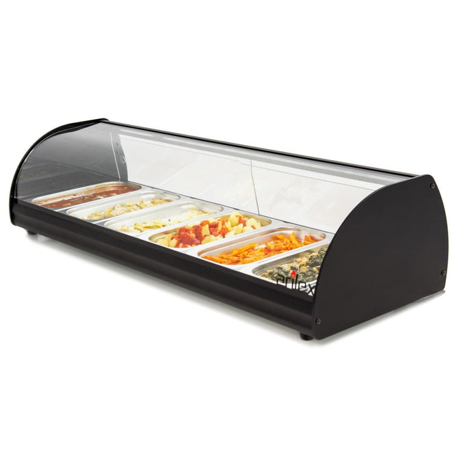 Vitrine chauffante - 6 plateaux GN1/3-40 - Avec lumière - Pour tapas - Arilex