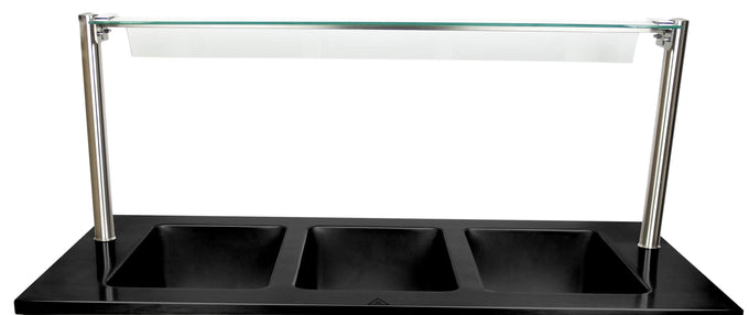 Protège-bouche - Inox/Verre - 1400x370x470mm - Pour BTS-3 Saro - Accessoire cuisson professionnel CHR - matériel cuisine pro - Cuistéo