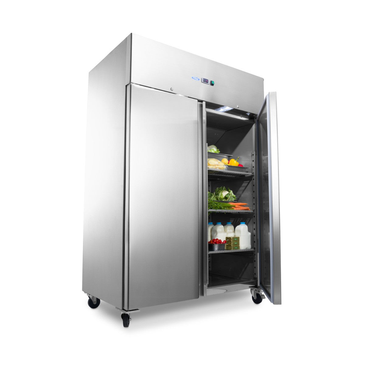 Congélateur professionnel 1200L 6 étagères réglables GN 2/1 sur roulettes avec éclairage LED inox 700 W Maxima - vue 3 - Armoire réfrigérée négative pro CHR - Cuistéo