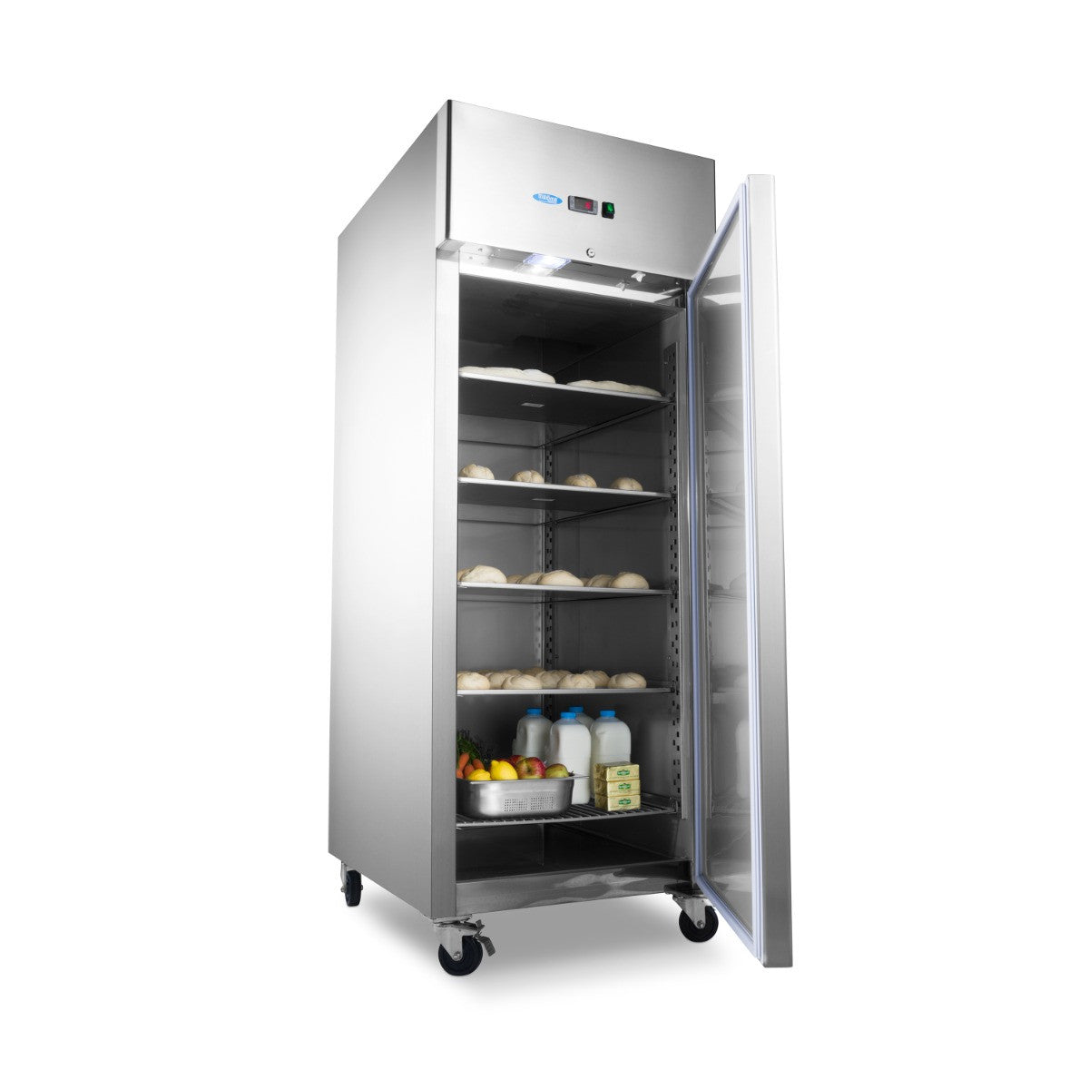 Congélateur de boulangerie 800L sur roulettes étagères réglables porte automatique éclairage LED inox 750 W Maxima - vue 3 - Armoire réfrigérée négative pro CHR - Cuistéo