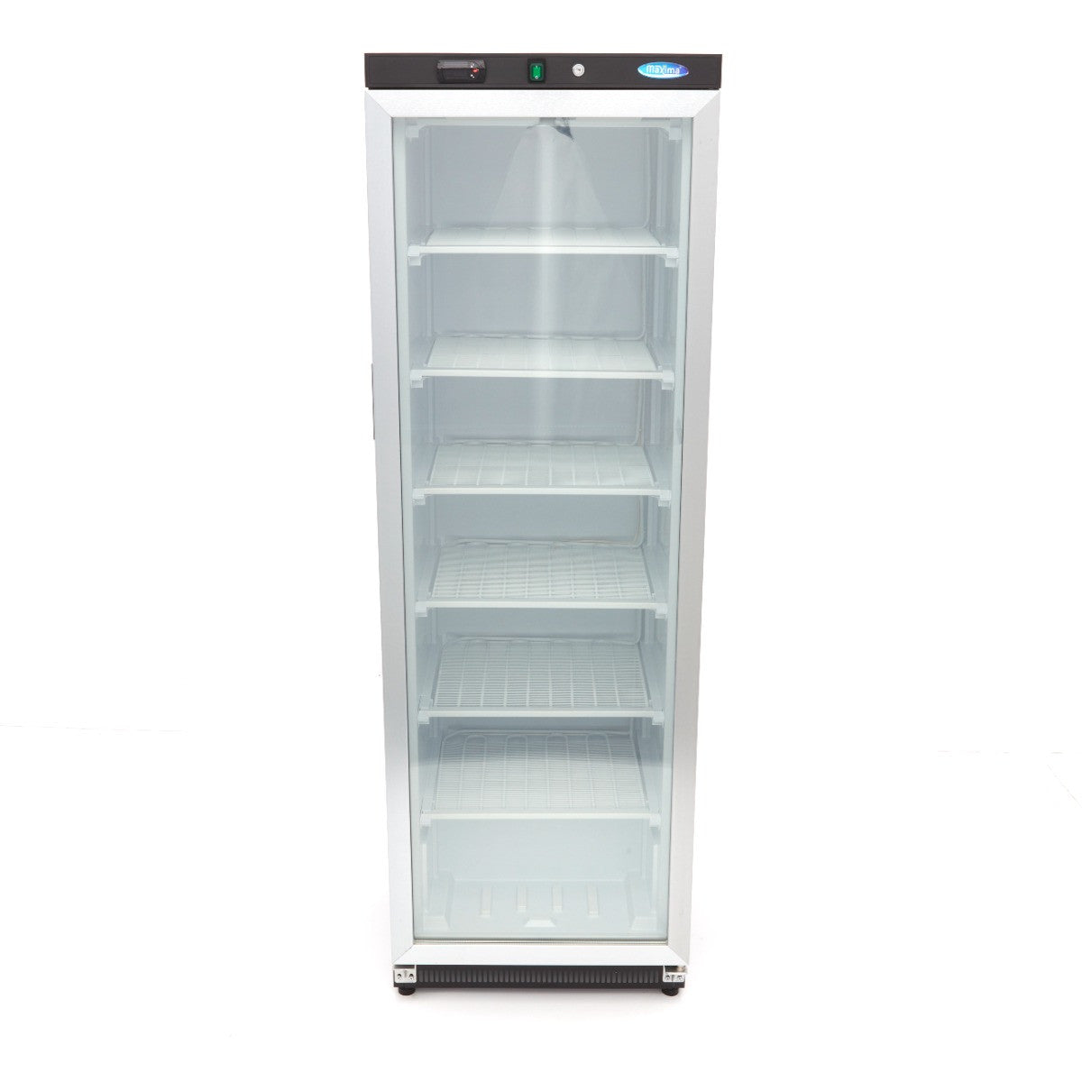 Congélateur professionnel 400L avec porte vitrée température réglable 6 étagères R290 inox 478 W Maxima - vue 2 - Armoire réfrigérée négative pro CHR - Cuistéo