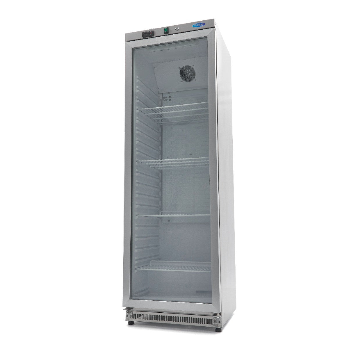 Réfrigérateur professionnel 400L inox avec porte vitrée 4 étagères réglables contrôle électronique 372 W Maxima - Armoire réfrigérée positive professionnel CHR - matériel cuisine pro - Cuistéo