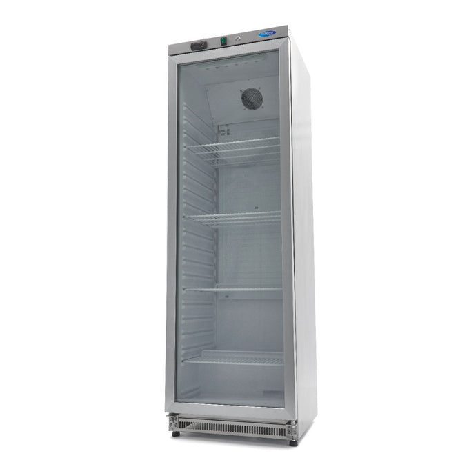 Réfrigérateur professionnel 400L inox avec porte vitrée 4 étagères réglables contrôle électronique 372 W Maxima - Armoire réfrigérée positive professionnel CHR - matériel cuisine pro - Cuistéo